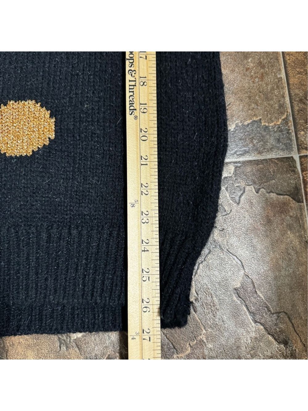 Vintage Bay Club Metallic Cat Sweater Black Gold Knit Novelty Pullover Small - Picture 9 of 9